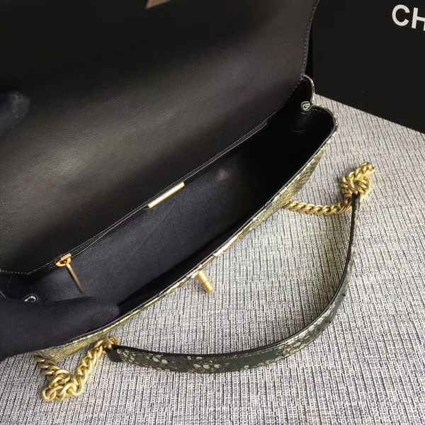 Chanel 2017 Original Python Leather Shoulder Bag 8127 Green