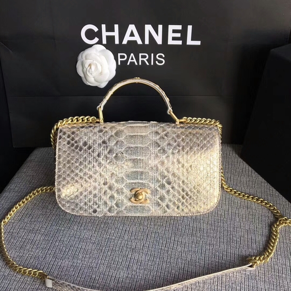 Chanel 2017 Original Python Leather Shoulder Bag 8127 Grey