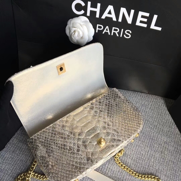 Chanel 2017 Original Python Leather Shoulder Bag 8127 Grey