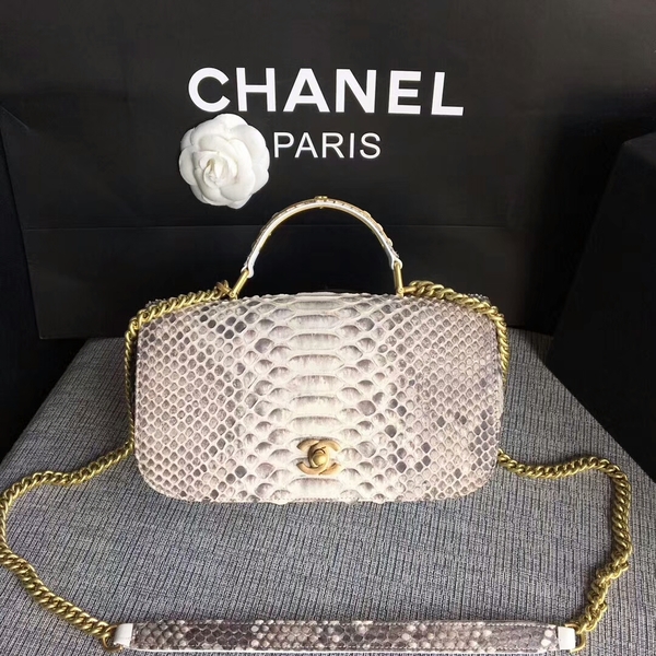 Chanel 2017 Original Python Leather Shoulder Bag 8127 Offwhite