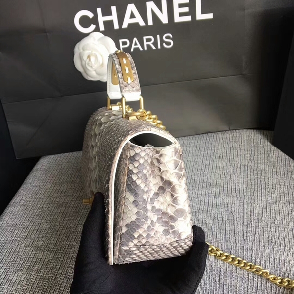 Chanel 2017 Original Python Leather Shoulder Bag 8127 Offwhite