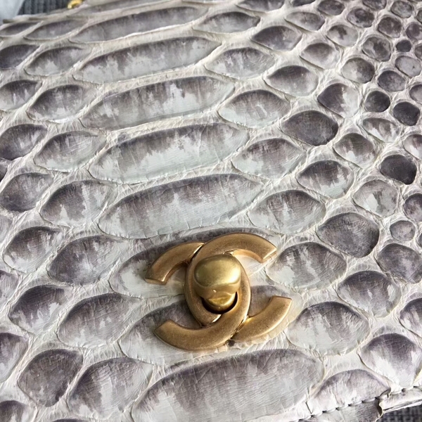 Chanel 2017 Original Python Leather Shoulder Bag 8127 Offwhite