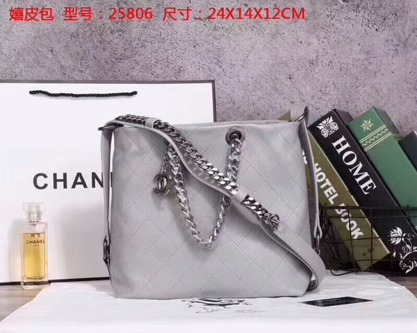 Chanel Calfskin Leather Tote Bag 25806 Grey