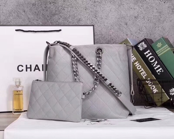Chanel Calfskin Leather Tote Bag 25806 Grey