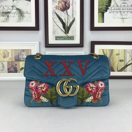 Gucci GG Marmont Medium Velvet Bag 443496 Blue