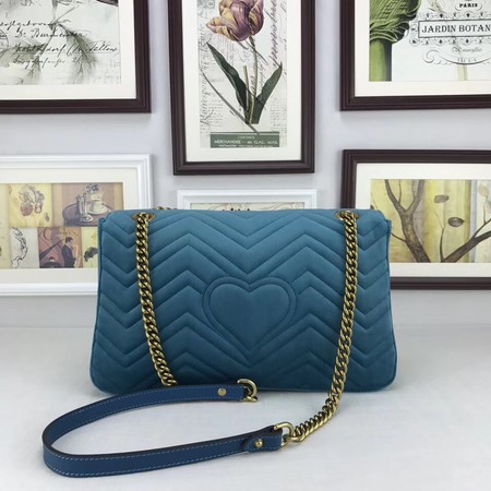 Gucci GG Marmont Medium Velvet Bag 443496 Blue