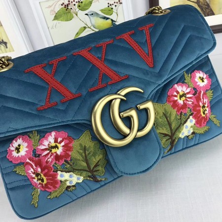 Gucci GG Marmont Medium Velvet Bag 443496 Blue