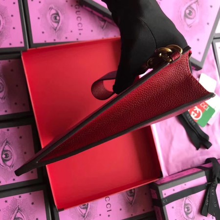 Gucci GG Marmont Calfskin Leather Clutch 466489 Red