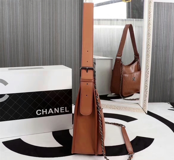 Chanel 2017 Calfskin Leather Tote Bag 8129 Brown