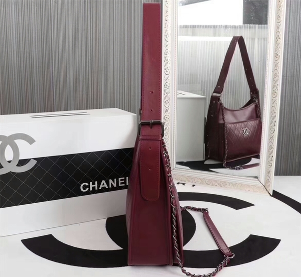 Chanel 2017 Calfskin Leather Tote Bag 8129 Marroon