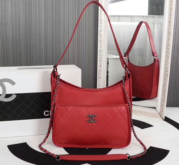 Chanel 2017 Calfskin Leather Tote Bag 8129 Red
