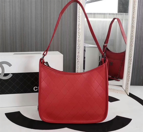 Chanel 2017 Calfskin Leather Tote Bag 8129 Red