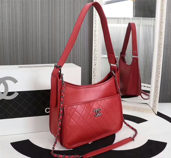 Chanel 2017 Calfskin Leather Tote Bag 8129 Red