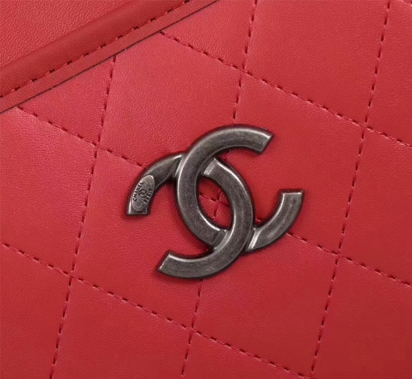 Chanel 2017 Calfskin Leather Tote Bag 8129 Red