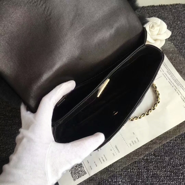 Chanel Original Leather Cony Hair Shoulder Bag CH5530 Black