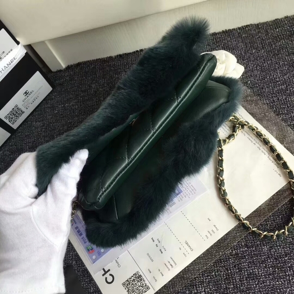 Chanel Original Leather Cony Hair Shoulder Bag CH5530 Green