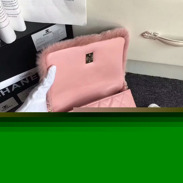 Chanel Original Leather Cony Hair Shoulder Bag CH5530 Pink