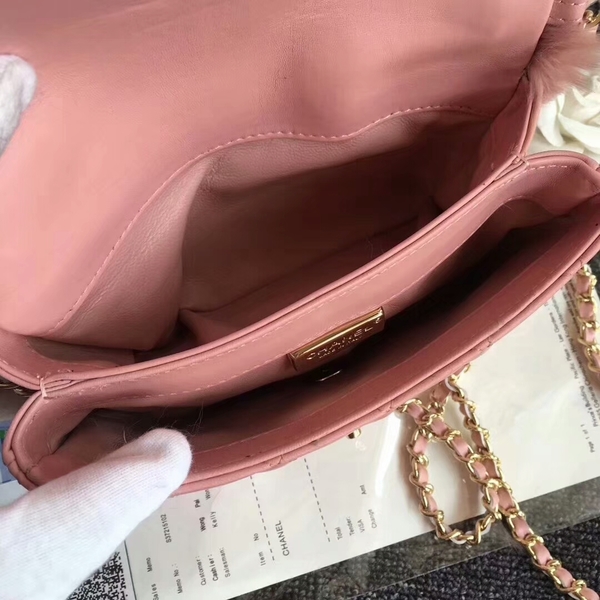 Chanel Original Leather Cony Hair Shoulder Bag CH5530 Pink