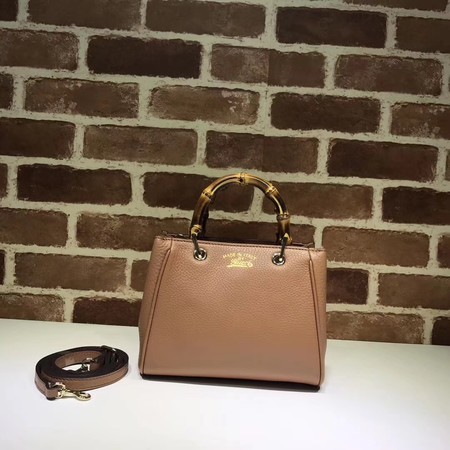 Gucci Bamboo Shopper mini Leather Top Handle Bag 368823 Apricot