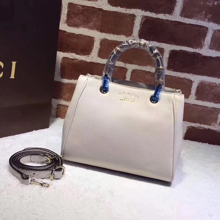 Gucci Bamboo Shopper mini Leather Top Handle Bag 368823 OffWhite