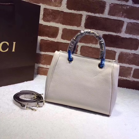 Gucci Bamboo Shopper mini Leather Top Handle Bag 368823 OffWhite