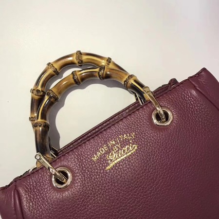 Gucci Bamboo Shopper mini Leather Top Handle Bag 368823 Purple