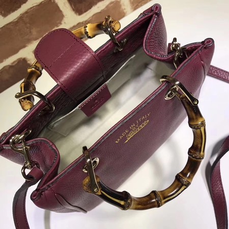 Gucci Bamboo Shopper mini Leather Top Handle Bag 368823 Purple