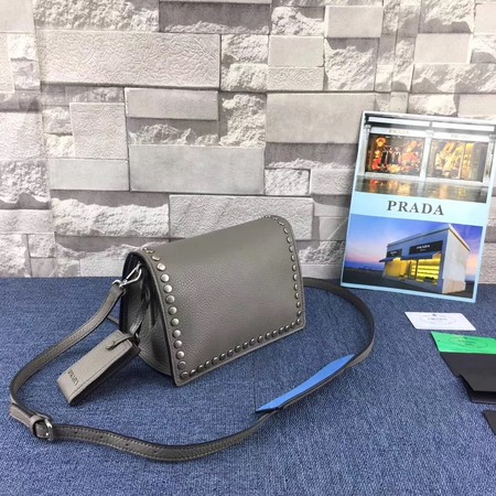 Prada Etiquette Bag Calfskin Leather 1BD082 Grey