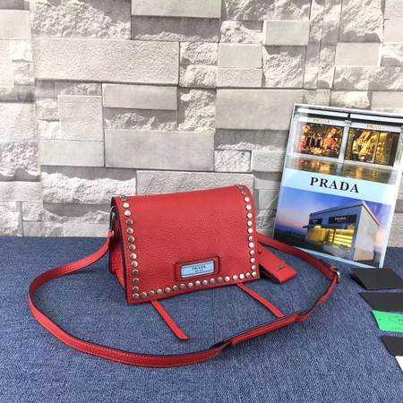Prada Etiquette Bag Calfskin Leather 1BD082 Red