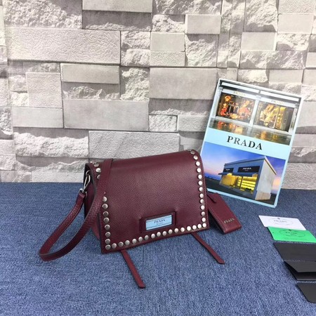 Prada Etiquette Bag Calfskin Leather 1BD082 Wine