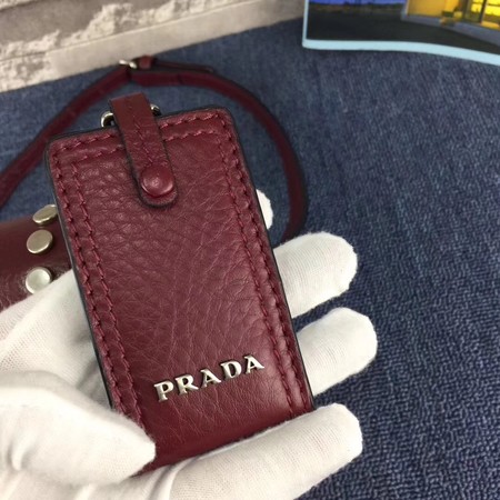 Prada Etiquette Bag Calfskin Leather 1BD082 Wine