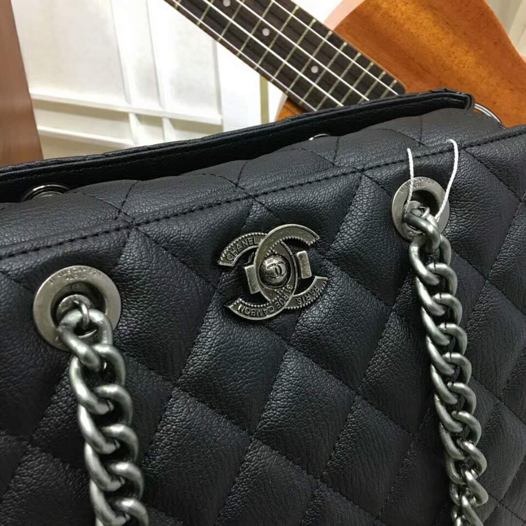 Chanel Calfskin Leather Tote Bag 8809B Black
