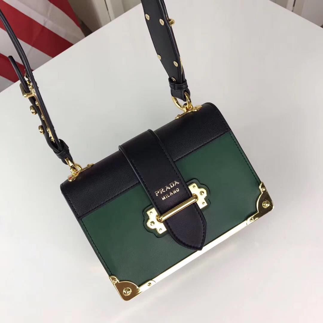 PRADA Shoulder Flap Bag Original Leather P2312 Green