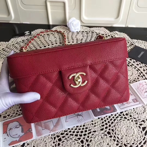 Chanel Cosmetic Bag Caviar Leather CHA6600 Red