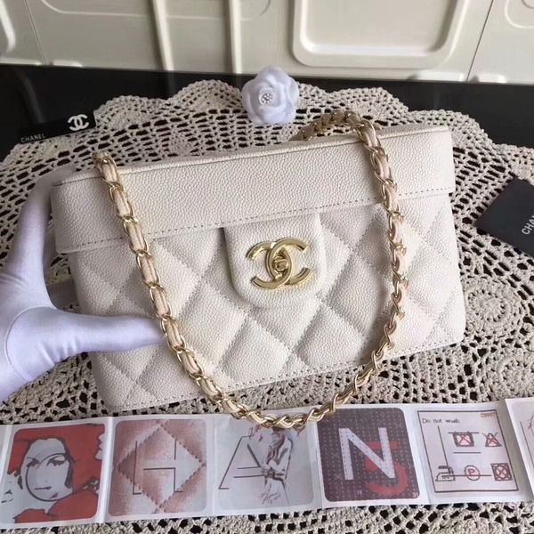 Chanel Cosmetic Bag Caviar Leather CHA6600 White
