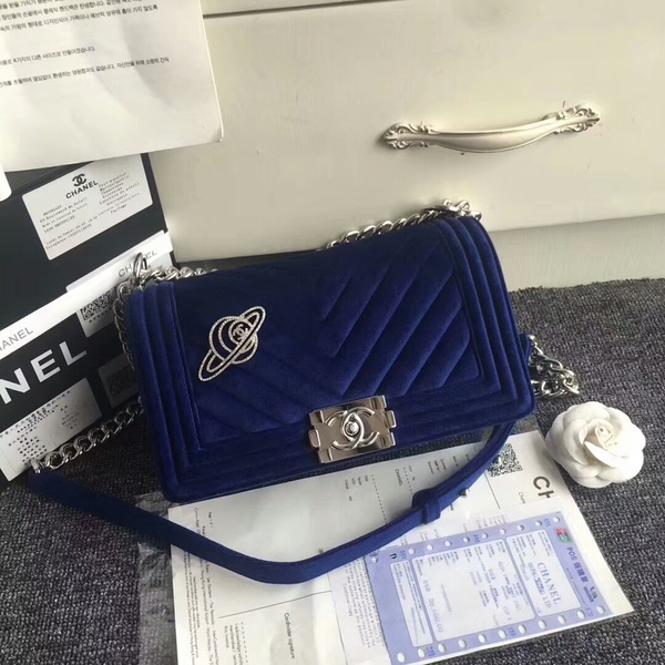 Chanel Le Boy Original Velvet Leather A67086 Blue