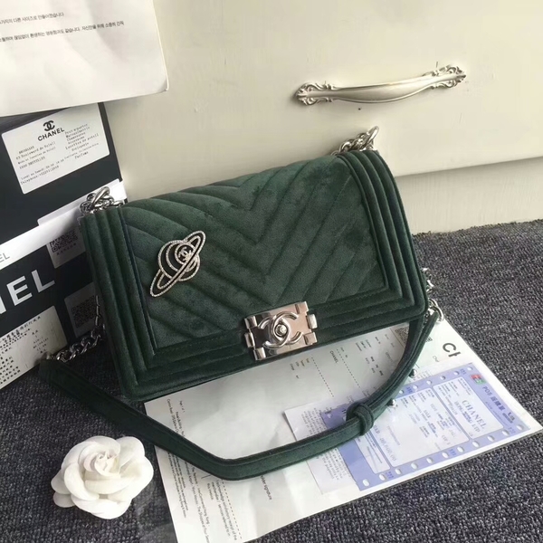Chanel Le Boy Original Velvet Leather A67086 Green