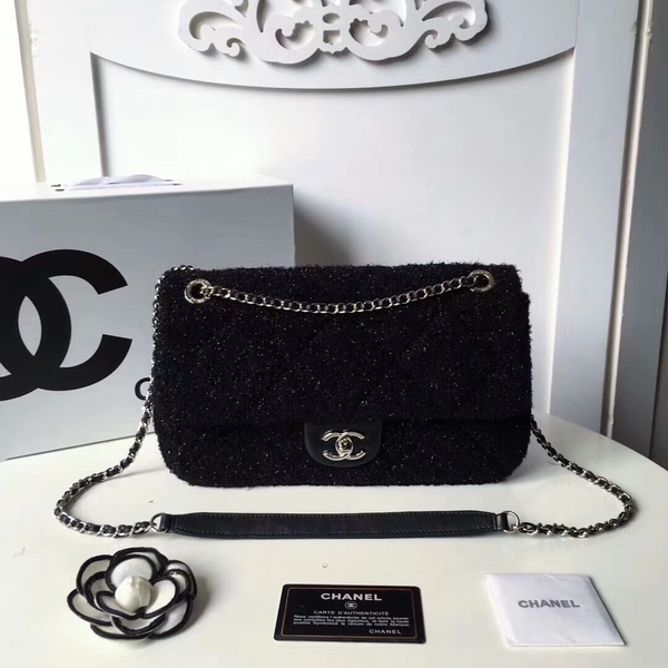 Chanel Original Suede Leather Flap Shoulder Bag A8128 Black