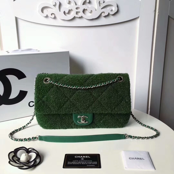 Chanel Original Suede Leather Flap Shoulder Bag A8128 Green