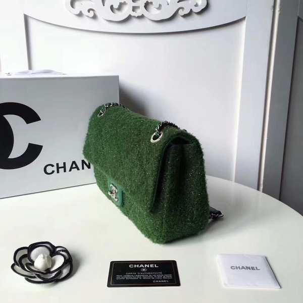 Chanel Original Suede Leather Flap Shoulder Bag A8128 Green