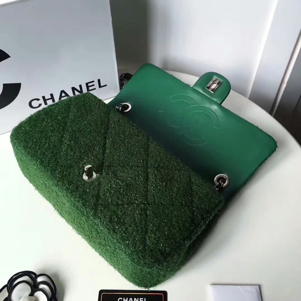 Chanel Original Suede Leather Flap Shoulder Bag A8128 Green