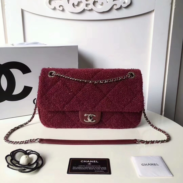 Chanel Original Suede Leather Flap Shoulder Bag A8128 Red