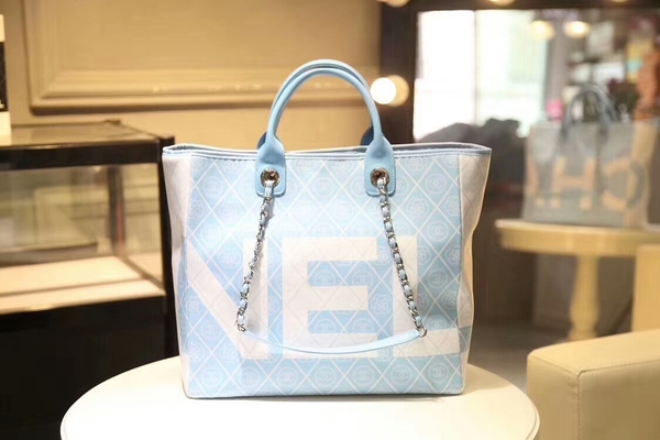Chanel Tote Bag Calfskin Leather 66998 Blue