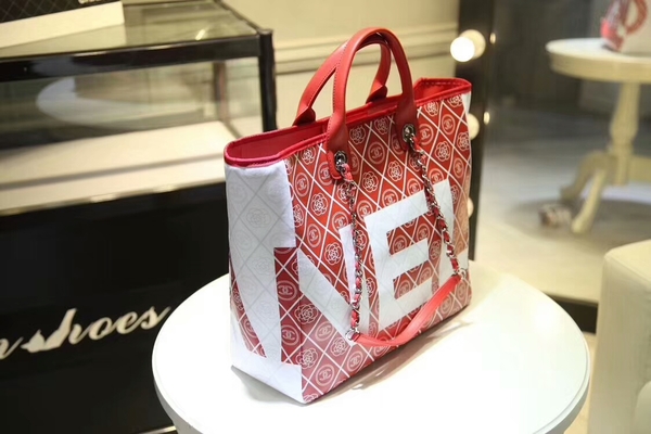 Chanel Tote Bag Calfskin Leather 66998 Red