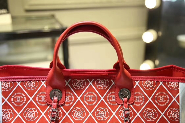 Chanel Tote Bag Calfskin Leather 66998 Red