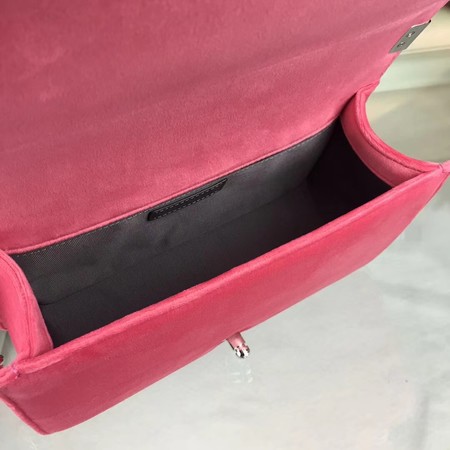 Boy Chanel Flap Shoulder Bag Chevron Velvet Leather A67068A Rose