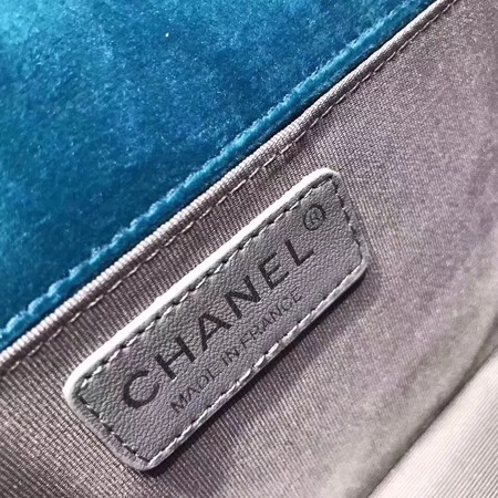 Boy Chanel Flap Shoulder Bag Chevron Velvet Leather A67068B Blue