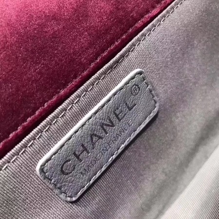 Boy Chanel Flap Shoulder Bag Chevron Velvet Leather A67068B Purple