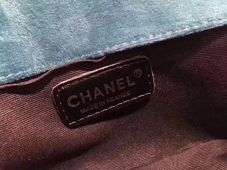 Boy Chanel Flap Shoulder Bag Chevron Velvet Leather A67068C Blue