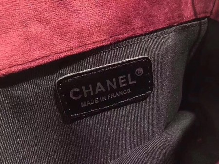 Boy Chanel Flap Shoulder Bag Chevron Velvet Leather A67068C Wine